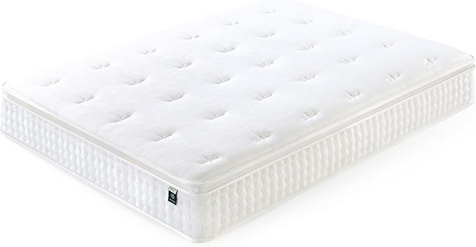 ZINUS 13 Inch Euro Top Pocket Spring Hybrid Mattress, King, Pressure Relief, Pocket Innersprings for Motion Isolation, Mattress in A Box