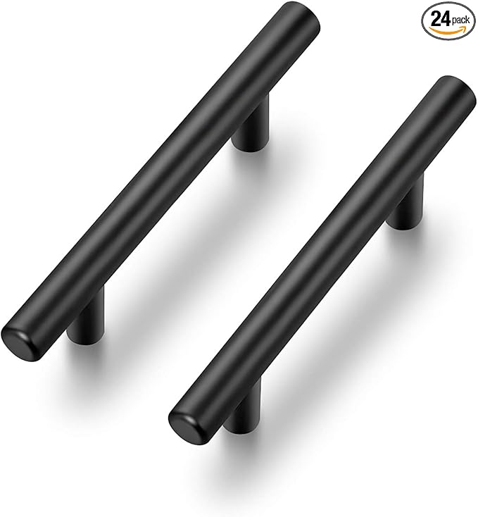 Ravinte 24 Pack 6 inch Cabinet Pulls Matte Black Stainless Steel Kitchen Cupboard Handles Cabinet Handles 3.5” Hole Center