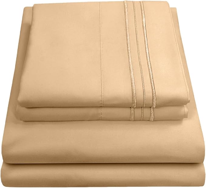 Full Size Sheet Sets - Breathable Luxury Sheets with Full Elastic & Secure Corner Straps Built In - 1800 Supreme Collection Extra Soft Deep Pocket Bedding Set, Sheet Set, Full, Camel