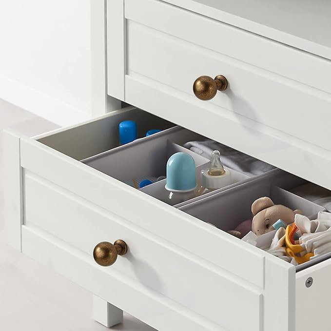 Amerdeco 10 Pack Antique Brass Cabinet Knobs Single Hole Cabinet Pulls Round Kitchen Cabinet Knobs Solid Drawer Knobs Dresser Knobs and Pulls for Bathroom Cabinets ZH0041