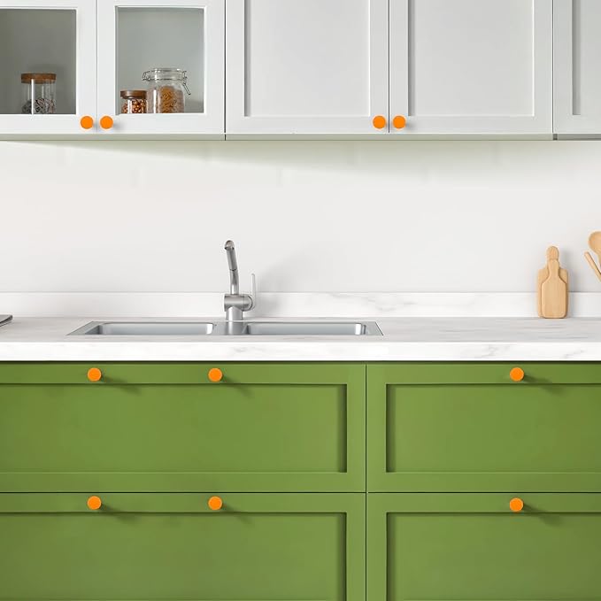 Ravinte 1 Pack Cabinet Knobs Orange Kitchen Cabinet Knobs Round Dresser Drawer Pulls Closet Door Pulls 1-1/5 Inch