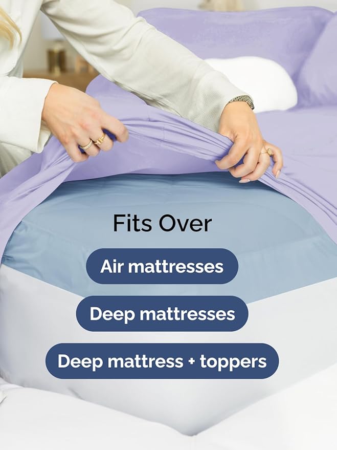 Extra Deep King Sheet Set - 6 Piece Breathable & Cooling Sheets - Hotel Luxury Bed Sheets Set - Easy & Secure Fit - Soft, Wrinkle Free & Comfy Sheets Set - Lavender Sheet Set with Extra Deep Pockets