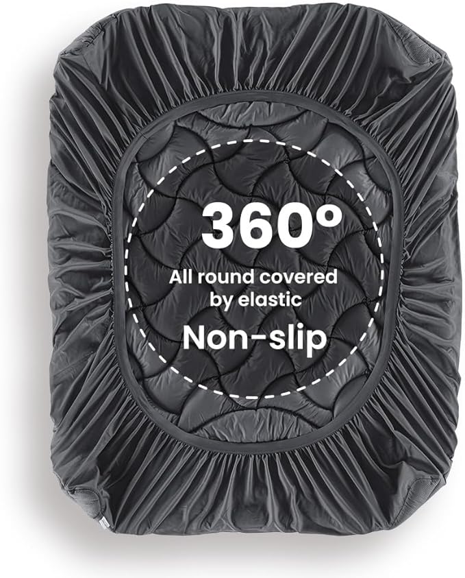 SLEEP ZONE King Mattress Topper, Cooling Mattress Cover for hot Sleepers, Premium Zoned Cool Mattress Protector Breathable and Washable, Deep Pocket (Grey, King)