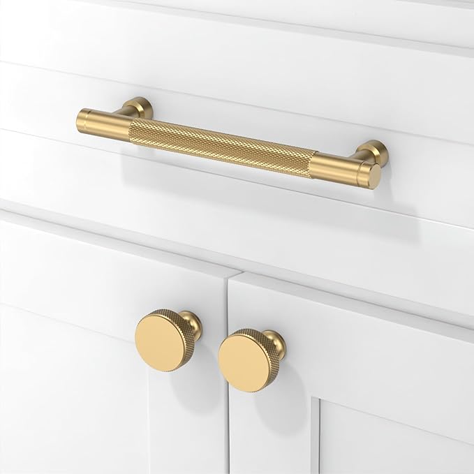 10 Pack Champagne Bronze Knurled Cabinet Pulls 5 Inch(128mm) Kitchen Cabinet Handles Solid Zinc Alloy Cabinet Hardware Drawer Pulls