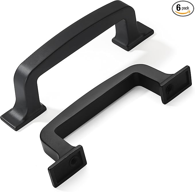 khtumeware 6 Pack 3 Inch Black Cabinet Handles - Matte Black Cabinet Pulls and Drawer Pulls