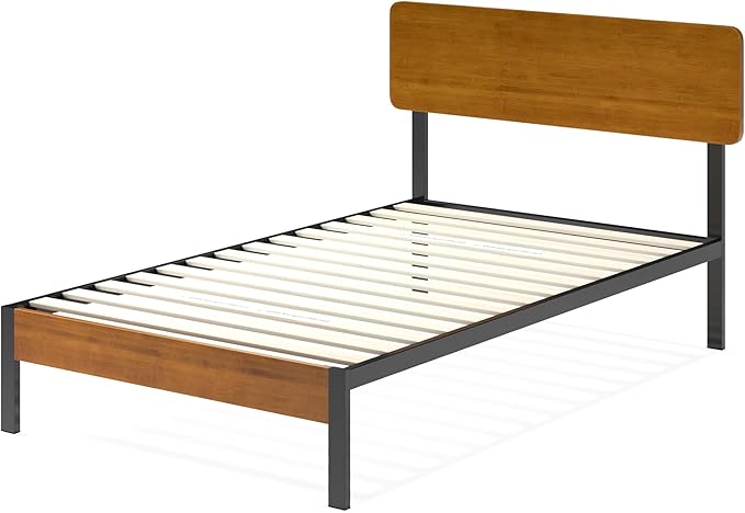 ZINUS Olivia Metal and Bamboo Platform Bed Frame, No Box Spring Needed, Wood Slat Support, Easy Assembly, Twin
