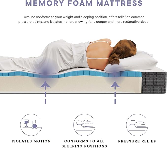 Modway Aveline Memory Foam Bed Mattress Conventional, Twin,Firm, White