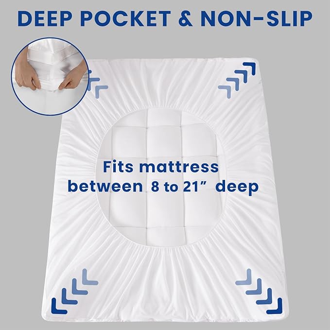 Queen Mattress Topper, Extra Thick Pillowtop, Cooling and Plush Mattress Pad Cover for Back Pain,Soft Mattress Protector Cover with 8-21 Inch Deep Pocket(60''x80'')