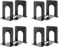 MaxGear Book Ends Universal Premium Bookends for Shelves, Non-Skid Bookend, Heavy Duty Metal Book Stopper for Books/Movies/CDs/Video Games, 6 x 4.6 x 6 in, Black, 4 Pairs/8 Pieces, Large