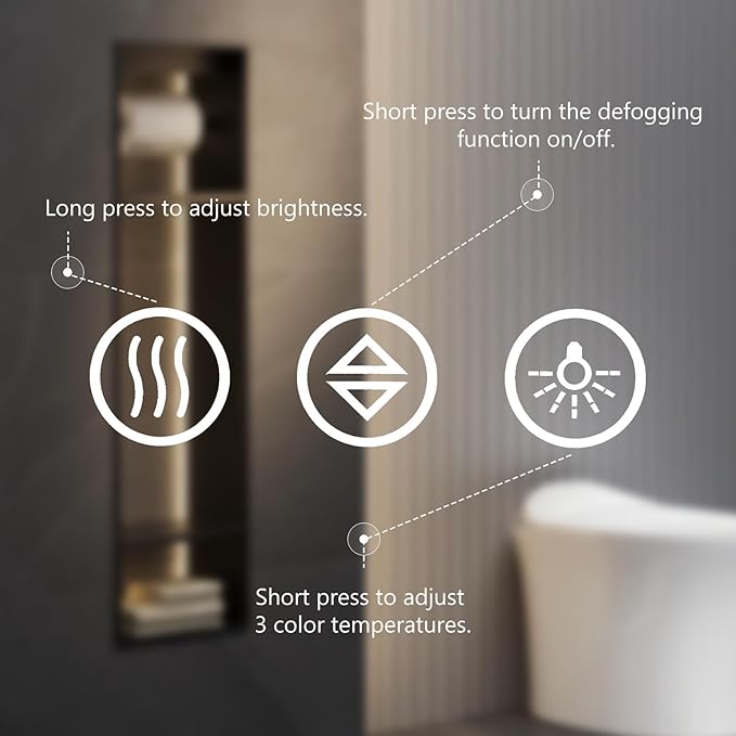 DUMOS 28"x 21" LED Bathroom Mirror with Lights, Dimmable Anti-Fog Front Lit Backlit Lighted Wall Mounted Rectangle for Vanity Makeup Memory Function Tempered Glass Shatter-Proof Horizontal&Vertically