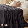 The Connecticut Home Co Bedding Blanket, Queen 90x90, Soft Fluffy Room Decor, Cozy Warm Throws for Bed, Gifts for Women, Bedroom Cute Aesthetic Blankets Faux Fur and Sherpa Gray