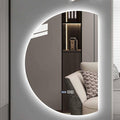 Half Moon LED Bathroom Mirror, Frameless Backlit Wall Mirror, Anti-Fog Smart Vanity Mirror,3 Colors Lights Dimmable Brightness and Time,Touch Switch(Left Semicircle, 110 * 77)