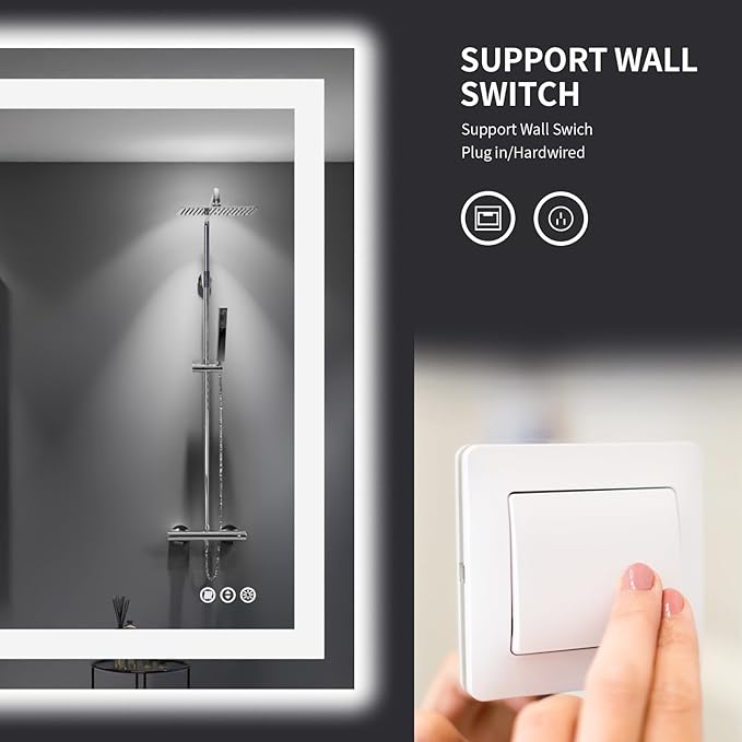 LOAAO 44"X36" LED Mirror for Bathroom, Lighted Bathroom Mirror with Lights, Anti-Fog, Dimmable, Memory Function, Easy to Install, Clear Reflection