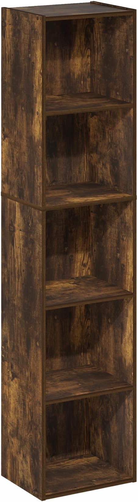 Furinno PASIR Book Shelf, 5-Tier Modern Bookshelf, Open Shelves Bookcase 9" x 12" x 52", for Living Room, Bedroom, Home Office, Amber Pine
