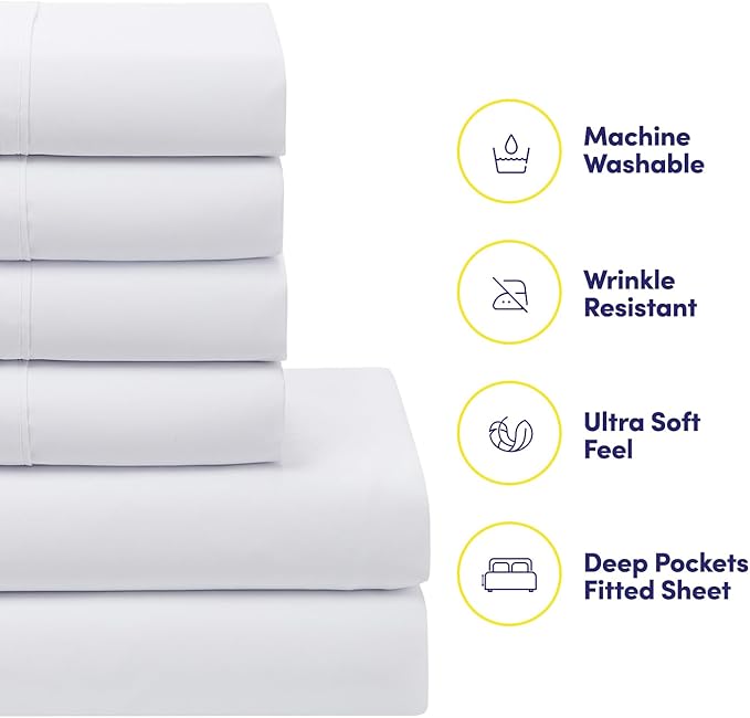 California King Comforter Set - Soft & Breathable 7-Piece Bedding Collection - 1 Comforter, 1 Fitted Sheet, 1 Flat, 4 Pillowcases - Deep Pocket - Premium Quality - Ideal for All Seasons, White