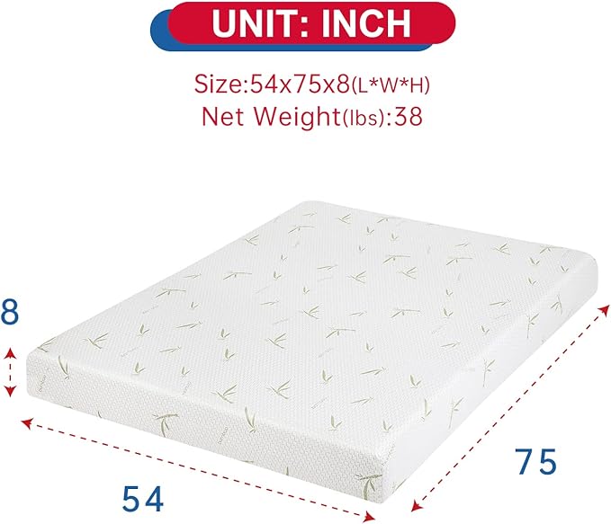 BestMassage | 8 Inch Full Mattress | Gel Memory Foam | Medium Firm Feel | White | Bed in a Box, CertiPUR-US Certified | Pressure Relief, Cooling Ventilated Foam | Breathable Knit Cover