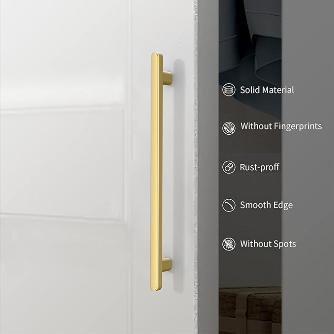 10 Pack 6.3 Inch(160mm) Kitchen Cabinet Handles Brushed Gold Cabinet Pulls Kitchen Cabinet Hardware Drawer Pulls for Cupboard Wardrobe