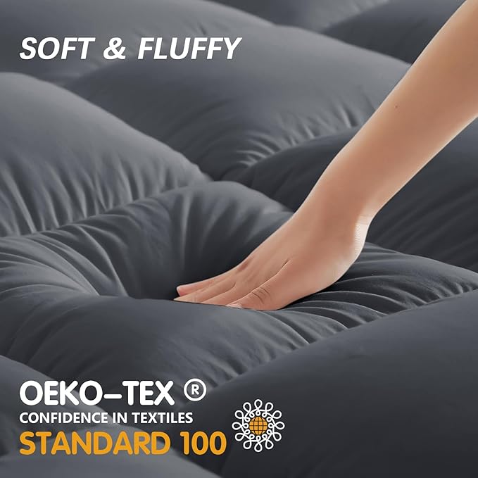 CYMULA Twin Mattress Topper, Cooling Mattress Pad Cover, Extra Thick Pillow Top Mattress Topper with 8-21 Inch Elasticated Deep Pockets, Plush Down Alternative Fill Mattress Protector
