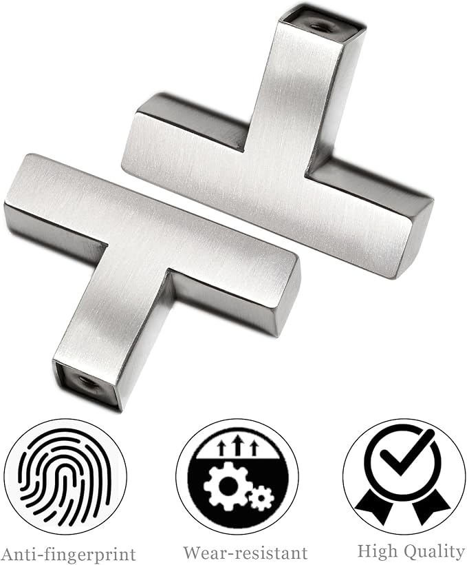Cabinet Pulls Single Hole Cabinet Handles, 40 Pack Square Brushed Nickel Bar Cabinet Pulls Drawer Cabinet Knobs Cupboard Hardware Cabinet Handles, Stainless Steel Single Hole Cabinet Knobs