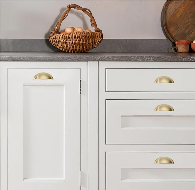 khtumeware 2 Pack 3-1/2" Drawer Pulls Champagne Bronze Cabinet Cup Pulls Kitchen Hardware Cabinet Handles Drawer Handles Knobs 3.5 inch Hole Center