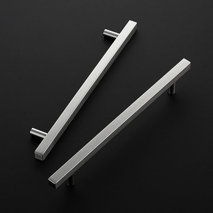 Ravinte Brushed Nickel Cabinet Handles 30 Pack 8 inch Satin Nickel Square Cabinet Pulls Silver Hardware for Kitchen Cabinets 11 inch Overall Length Stainless Steel Drawer Pulls