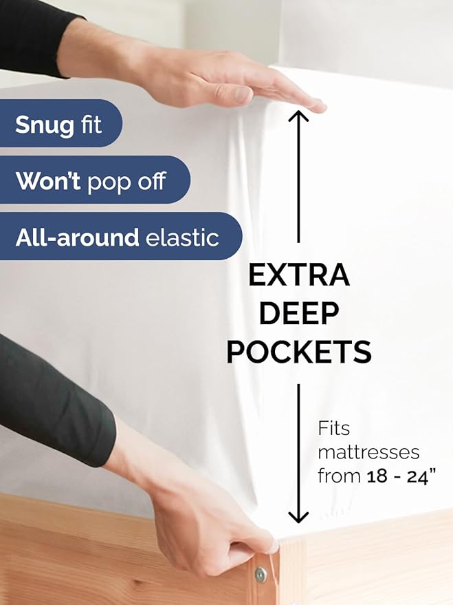Extra Deep Queen Sheet Set - 6 Piece Breathable and Cooling Sheets - Hotel Luxury Bed Sheets Set - Easy Fit - Soft, Wrinkle Free and Comfy Sheets Set - Antique White Sheet Set with Extra Deep Pockets