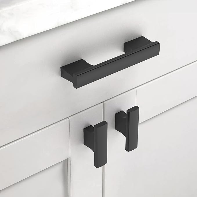 Asidrama 10 Pack 3 Inch(76mm) Matte Black Kitchen Cabinet Handles, Cabinet Pulls Kitchen Cabinet Hardware for Cupboard Drawer Pulls