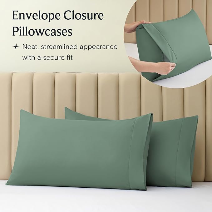 LuxClub 3 PC Sheet Set Sheets Deep Pockets Wrinkle Free Sheets Machine Washable Hotel Bedding Silky Soft - Tree Moss Green Twin