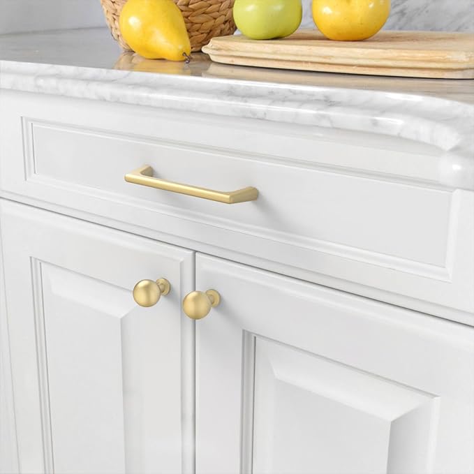 Amerdeco 10 Pack Brushed Gold Cabinet Pulls 3.75 Inch(96MM) Hole Centers Kitchen Cabinet Handles Hardware Kitchen Handles for Drawer Pulls ZH0041