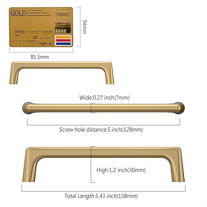 Amerdeco 10 Pack Champagne Bronze Cabinet Pulls 5 Inch(128MM) Hole Centers Kitchen Cabinet Handles Hardware Kitchen Handles for Cabinets Cupboard Handles Drawer Pulls ZH0041