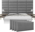 Vänt Upholstered Wall Panels - King/Cal King Size Wall Mounted Headboards - Micro Suede Grey - Twin/King Set of 4 Panels (Each Individual Panel 39"x11.5")