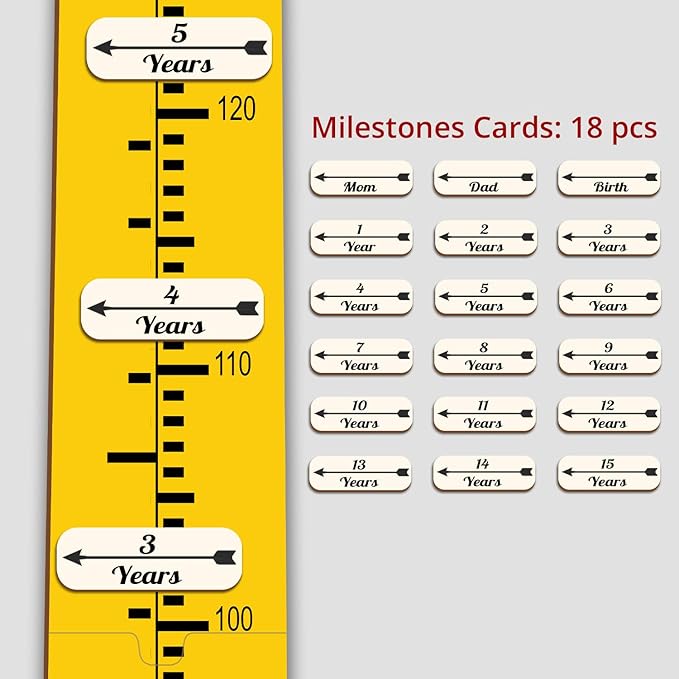 Personalized Growth Chart for Wall, Wooden Height Chart for Kids, Cute Height Measurement for Child/Girls/Boys, Baby and Toddler's Playroom/Kid's Room/Nursery Decor, Animals