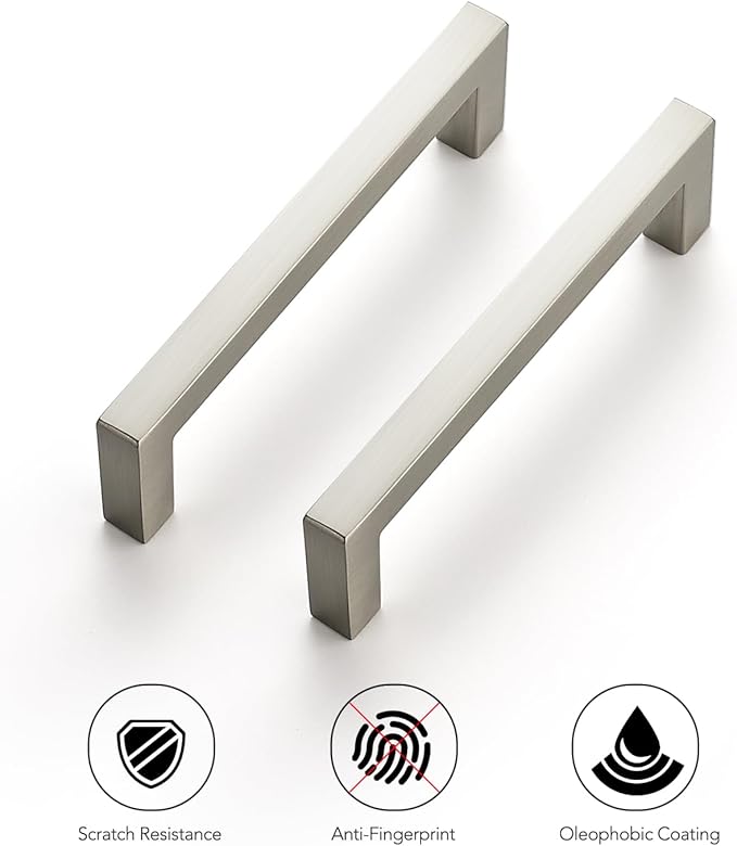 Ravinte 30 Pack Solid 3-1/2 Inch Center to Center Slim Square Bar Drawer Handles - Brushed Nickel Drawer Pulls - Kitchen Cabinet Hardware