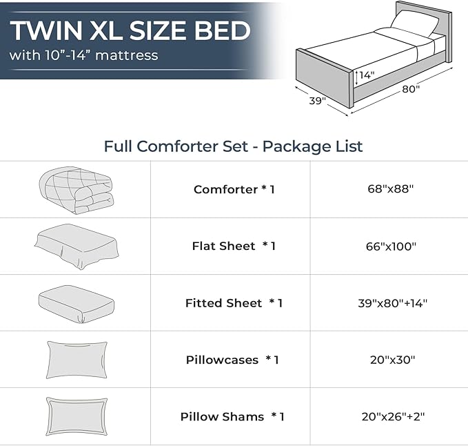 HEVUMYI Grape Purple Twin-XL Comforter Set - 5-Piece All Season Bed in a Bag Twin-XL, Ultra Soft Bedding Set with Comforter, Flat Sheet, Fitted Sheet, Pillowcases, Pillow Shams