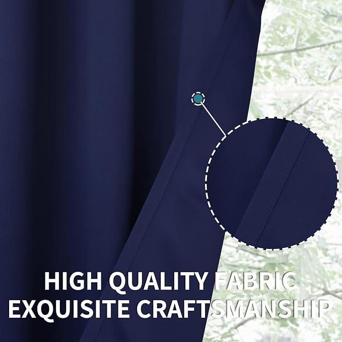 BGment Blackout Curtains for Bedroom - Grommet Thermal Insulated Room Darkening Curtains for Living Room, Set of 2 Panels, Each 46 x 84 Inch, Navy Blue