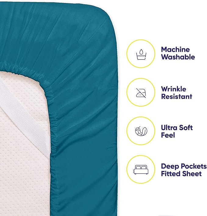 King Size Bed Sheets - 6 Piece 1500 Supreme Collection Fine Brushed Microfiber Deep Pocket King Sheet Set Bedding - 2 Extra Pillow Cases, Great Value, King, Teal