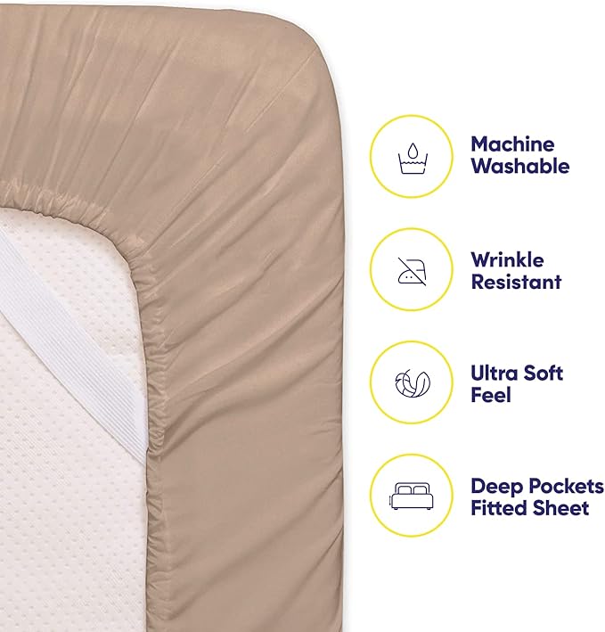 Twin Size Bed Sheets - 4 Piece 1500 Supreme Collection Fine Brushed Microfiber Deep Pocket Twin Sheet Set Bedding - 1 Extra Pillow Cases, Great Value, Twin, Taupe (Pack of 2)