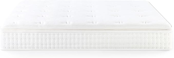 ZINUS 12 Inch Euro Top Pocket Spring Hybrid Mattress, King, Pressure Relief, Pocket Innersprings for Motion Isolation, Mattress in A Box