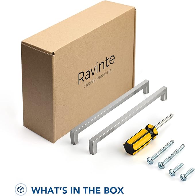 Ravinte 10 Pack Brushed Nickel Kitchen Cabinet Handles 10 Inch Cabinet Pulls Square Kitchen Hardware for Cabinet Drawer Pulls Drawer Handles Come with Screwdriver