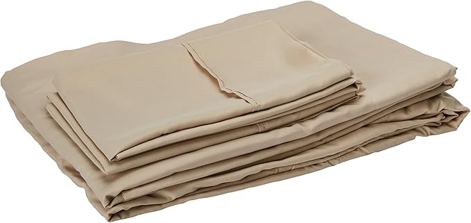 Sweet Home Collection 5 Piece Comforter Set Bag Solid Color All Season Soft Down Alternative Blanket & Luxurious Microfiber Bed Sheets, Beige, Twin XL