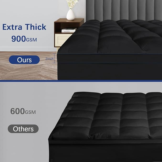 CYMULA Twin Mattress Topper, Cooling Mattress Pad Cover, Extra Thick Pillow Top Mattress Topper with 8-21 Inch Elasticated Deep Pockets, Plush Down Alternative Fill Mattress Protector