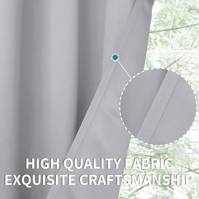 BGment Room Darkening Curtains 63 Inches Long - Grommet Thermal Insulated Drapes Window Treatment Curtains for Bedroom, 2 Panels, 42 x 63 Inch, Light Grey