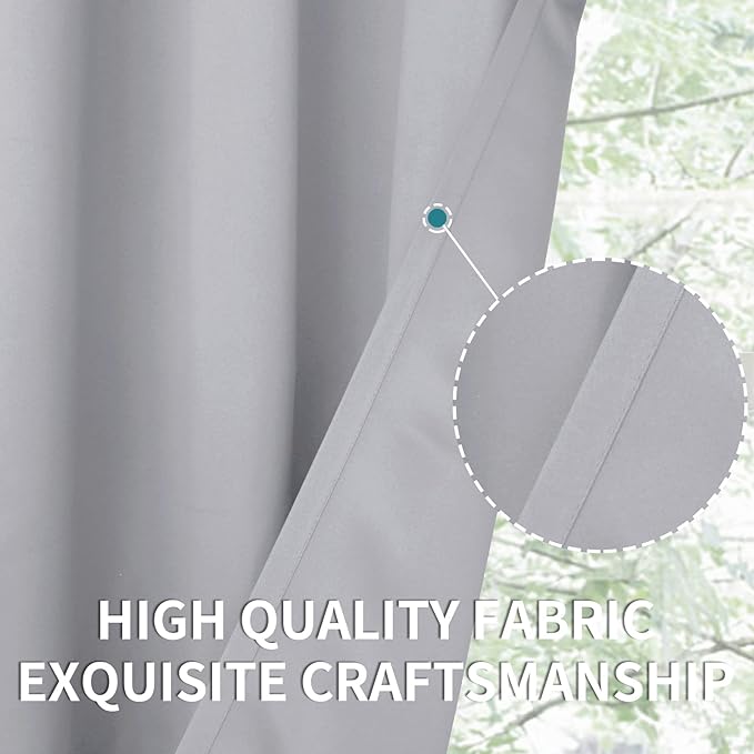 BGment Room Darkening Curtains 45 Inches Long - Grommet Thermal Insulated Drapes Window Treatment Curtains for Bedroom, 2 Panels, 52 x 45 Inch, Light Grey