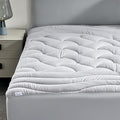 SLEEP ZONE Full Size Cooling Mattress Pad for Double Bed, Premium Zoned Quilted Mattress Topper, Wrap Around Mattress Protector Cover, Machine Wash Durable, Deep Pocket 8-21 inch, Silver Grey, Full