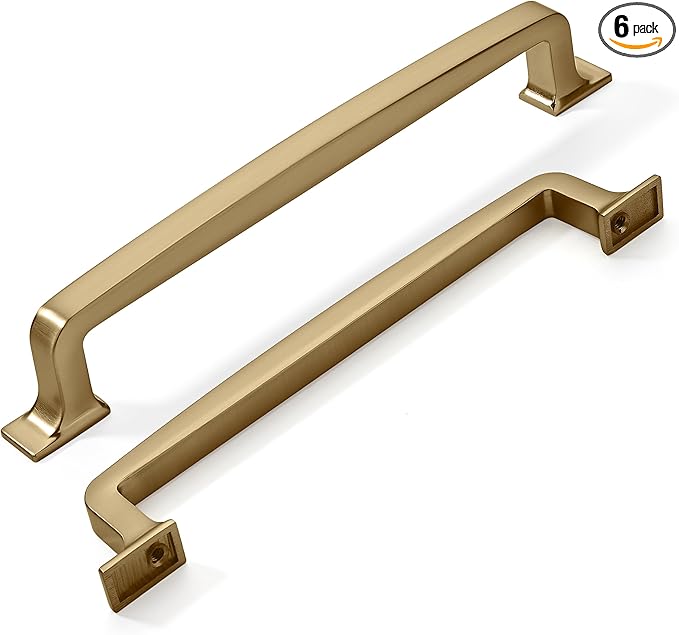 KHTUMEWARE 6 Pack 6-1/4 Inch Cabinet Handles - Champagne Bronze and Warm Brass Drawer Pulls