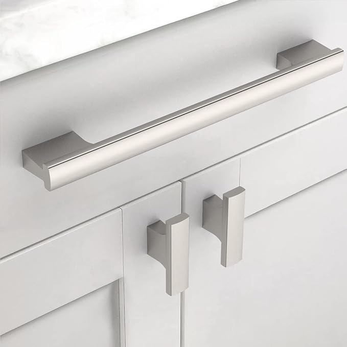 Asidrama 10 Pack 6.3 Inch(160mm) Brushed Satin Nickel Kitchen Cabinet Handles, Cabinet Pulls Kitchen Cabinet Hardware for Cupboard Drawer Pulls