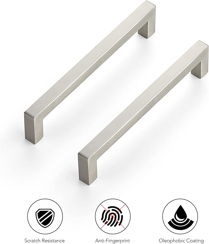 Ravinte 32 Pack 6-1/4 Inch Kitchen Square Cabinet Handles Satin Nickel Pulls Brushed Nickel Kitchen Cabinet Hardware Handles for Cupboard Drawer Pulls