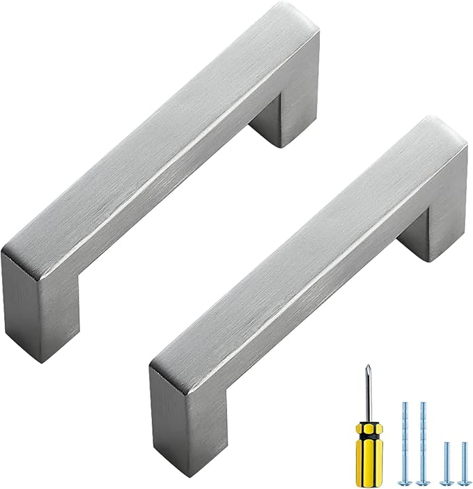 Ravinte 15 Pack Brushed Nickel Kitchen Cabinet Handles 3 Inch Cabinet Pulls Square Kitchen Hardware for Cabinet Drawer Pulls Drawer Handles Come with Screwdriver
