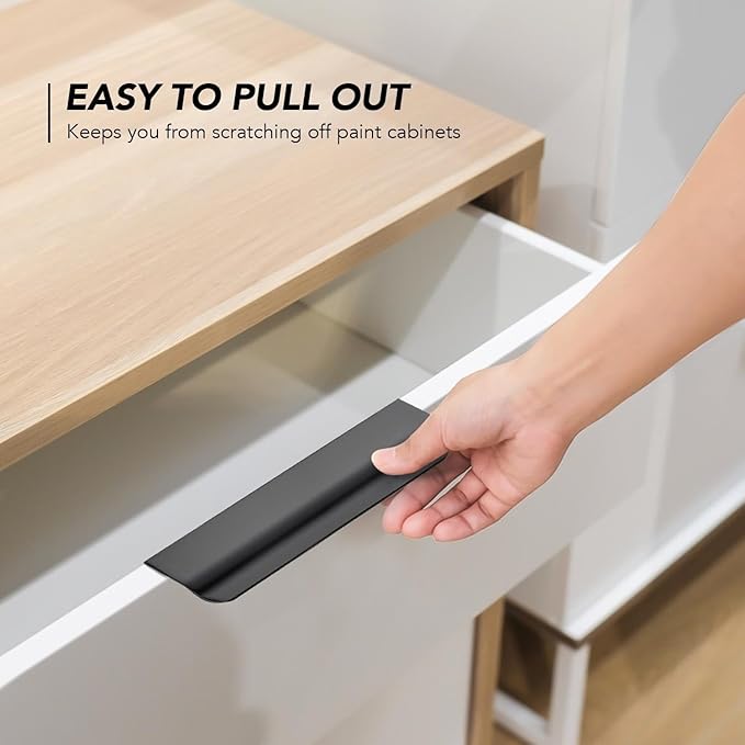 Ravinte Hardware 30 Pack Black Cabinet Handles, 5 Inch (128mm) Finger Edge Pulls, 4 Inch Hole Center, Finger Pulls for Cabinets