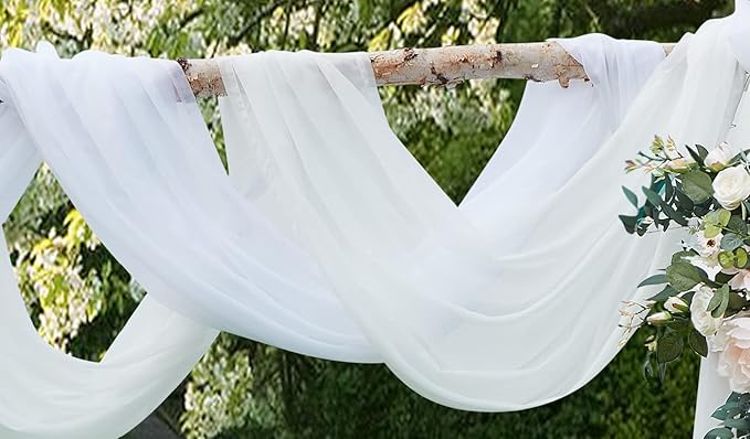 LinenZone White Window Scarf Valance in 216 Inch Size. Use Window Scarves as Canopy Bed or Backdrop Curtains, Curtain Scarf, or Sheer Fabric for Draping. (Amazing 55 x 216, White)
